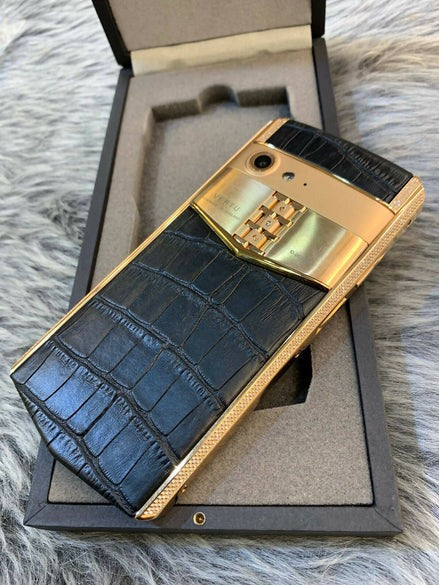 Vertu Aster P Black Alligator Diamond Rosegold Mobile Phone