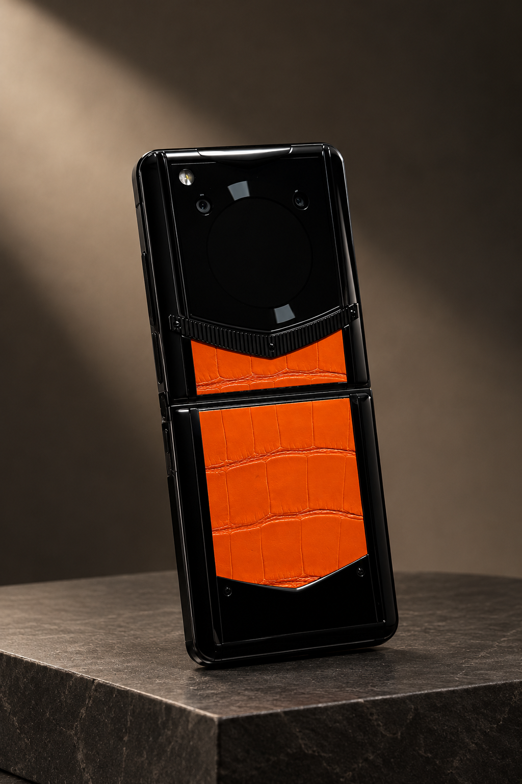 Vertu Ironflip Radiant Phoenix Alligator Skin Luxury Mobile Orange