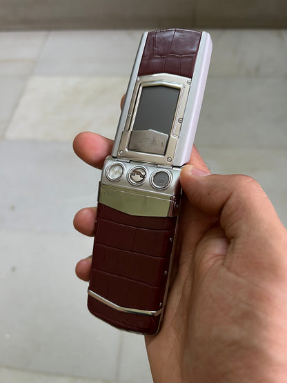 Vertu Constellation Ayxta Maroon Brown Alligator Flip Keypad Mobile