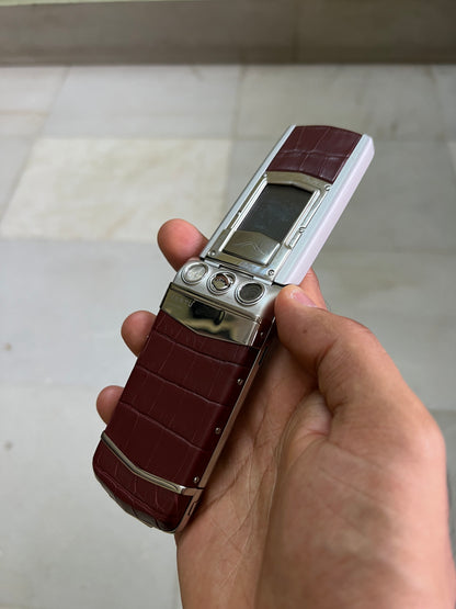 Vertu Constellation Ayxta Maroon Brown Alligator Flip Keypad Mobile