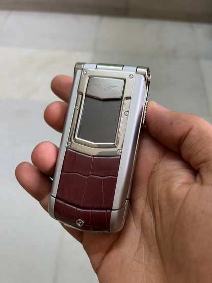 Vertu Constellation Ayxta Maroon Brown Alligator Flip Keypad Mobile