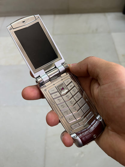Vertu Constellation Ayxta Maroon Brown Alligator Flip Keypad Mobile