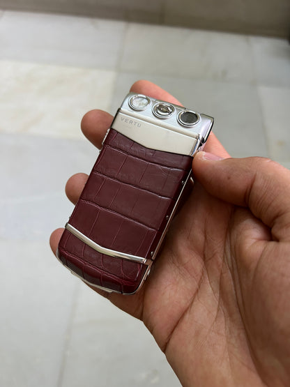 Vertu Constellation Ayxta Maroon Brown Alligator Flip Keypad Mobile