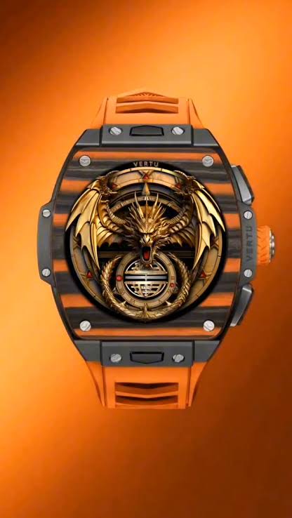 VERTU Grand Watch – Black & Orange Carbon Fibre Luxury Smartwatch