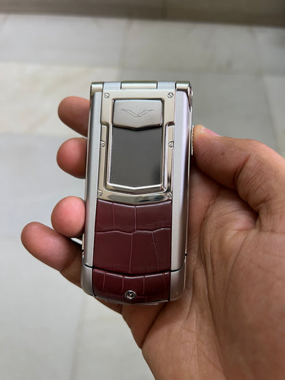 Vertu Constellation Ayxta Maroon Brown Alligator Flip Keypad Mobile