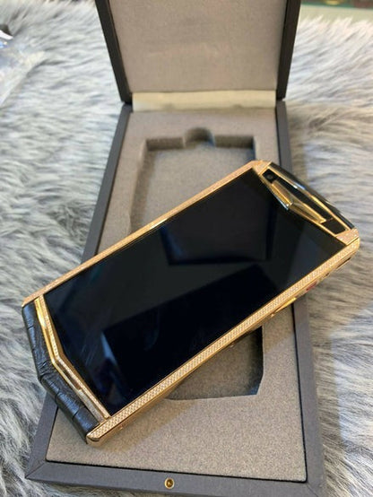 Vertu Aster P Black Alligator Diamond Rosegold Mobile Phone