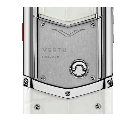 هاتف محمول Vertu Signature V بلوحة مفاتيح من الجلد باللون الأبيض اللؤلؤي
