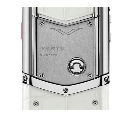 هاتف محمول Vertu Signature V بلوحة مفاتيح من الجلد باللون الأبيض اللؤلؤي