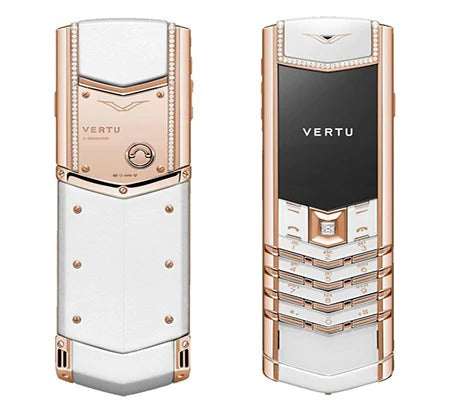 هاتف Vertu Signature White Rose Gold Diamond Edition بلوحة مفاتيح 