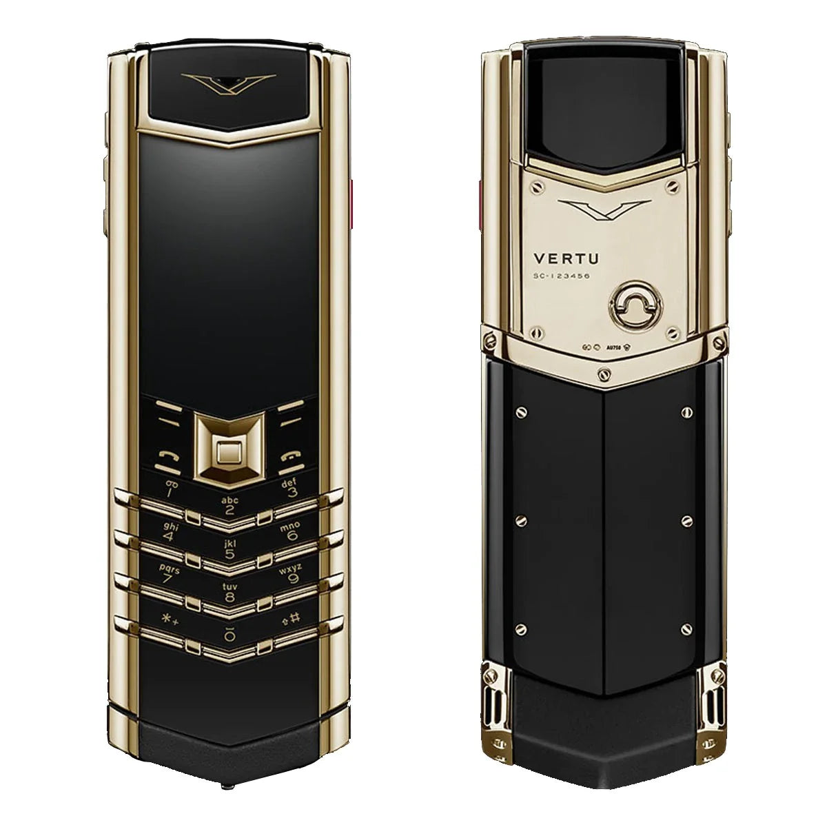 هاتف Vertu Signature من الذهب الحقيقي عيار 18 قيراطًا بلوحة مفاتيح من السيراميك الأسود