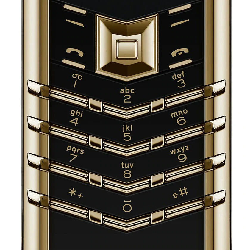 هاتف Vertu Signature من الذهب الحقيقي عيار 18 قيراطًا بلوحة مفاتيح من السيراميك الأسود