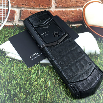 هاتف Vertu Signature S الفاخر باللون الأسود من جلد التمساح