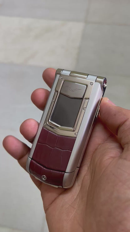 Vertu Constellation Ayxta Maroon Brown Alligator Flip Keypad Mobile